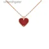 Hög version Original 1to1 Märke halsband Vancefe Lucky Love Red Jade Rose Gold Necklace 925 Silver Classic Heart Shaped Designer Högkvalitativ chokerhalsband