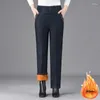 Kadın Kot Kış Kış Kadife Assine Bol Pantolon Mom Peluş Peluş Elastik Yüksek Bel Vaqueros Pantalones Vintage Sıcak Kalın Denim Broek