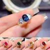 클러스터 링 FS Natural Ruby/Topaz/Garnet/Diopside Ring S925 여성용 스털링 실버 Fine Fashion 7 9 보석 보석류 액세서리 Meibapj