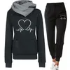 Damen zweisteuelhafte Hosen Frau Tracksuit Set Winter warme Hoodies Pullovers Sweatshirts Weibliche Jogging -Kleidung Sportanzug Outfits