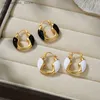 Charm Bilandi Retro Jewelry Geometric Hoop Earrings Hog Sale Vintage Temperament Metallic White Black Earrings For Women Female Gift240408