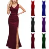 Swobodne sukienki eleganckie seksowne stroje damskie przyjęcie urodzinowe Sundress for Women Sleeveless v Neck Split Evening Cocktail Bodycon Long