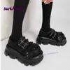 Sandalet Tasarım Punk Big Toe Pompalar Deri Yuvarlak Kalın Çözilmiş Baharatlı Kız Ayakkabı Siyah Dantel Toka Lolita Sevimli Y2K Bahar