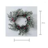 Decorative Flowers 2pcs/set Christmas Wreath Candlestick Holder Pine Needle Red Berry Garland Dinning Table Ornament Navidad Wedding