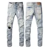 jeans viola jeans pantaloni di moda designer estate buco hight di qualità ricami viola jean cerniera pantaloni da uomo auto -coltivazione pantaloni piccoli pantaloni orlo