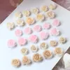 Nagelkonstdekorationer 3D Pink Flower Charms Akryl Rosor Harts Rhinestones Dekorativa naglar Tillbehör Summer Manicure Design Supplies