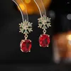 Dangle Earrings FXLRY S925 Silver Needle Inlaid Zircon Snowflake Bridal For Women Luxury Wedding Jewelry