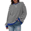 Herren T -Shirts Frauen Kleidung gestreifter Farbblock Langarm Crew Neck Sweatshirt Top Feminino lässig locker Pullover Femme