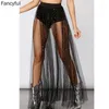 SAIRS MULHERES SEXY PUNK VENHO ATRAVÉS DE MESH GOLD SKIRT TEMPERAMENTO DRESSO LONGO TULE GOTHIC TULLE PARA FEMANA 2024