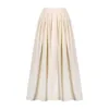 Beautiful Emperor Very Elegant Cream Beige High Waisted Pleated Fluffy French Womens Skirt Umbrella Summer