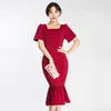 Vestidos de festa outono bodycon officcOn Vestidos Bandage Mermaid Momen Women Women Shorve Slave Square Collar Vintage