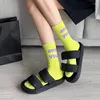 Women Socks Korean Style Color Letter Fashion Sports For Girls Breathable Middle Tube Casual Female Crew Funny