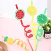 Drinking Straws 4pc Party Decoration Drink Fruit Cartoon PVC Art Beach Hawaii