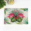 Table Mats 2/4/6pcs Linen Placemat Mat Flamingo Flowers Print For Kitchen Dining Disc Pads Bowl Coasters Home Decor 44x28cm