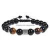 Charm Bracelets Natural Tiger Eye Stone Braid Volcanic Bracelet Elastic Rope Birthday Drop Delivery Jewelry Dhaoh
