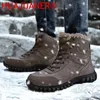 Stiefel hochwertige schwarze warme Wintermänner echte Leder Schneemenschen Outdoor Schuhe Plüsch -Knöchel für Turnschuhe große Größe große Größe