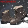 Stiefel hochwertige schwarze warme Wintermänner echte Leder Schneemenschen Outdoor Schuhe Plüsch -Knöchel für Turnschuhe große Größe große Größe