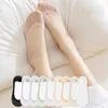 Mujeres calcetines 5 pares de hielo de verano para mujeres zapatillas transpirables para transpirable color sólido invisible sin deslizamiento de damas comodidad