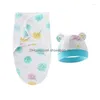 담요 Swaddling Summer Born Bair Boy Girls Head Neck Protector Cotton Slee Bag with Hat Set DDLE 얇은 통기성 0-6 개월 DHXA9