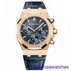 AP Sports Wristwatch Royal Oak Series 26240or Rose Gold Blue Plate Belt Belt Homem Leisure Business Back Back Transparent Automatic Mechanical Watch