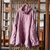 Blouses pour femmes Johnature Femmes Lin Shirts vintage et bouton supérieur à manches longues à manchette à manchette à manches longues 2024 Style chinois