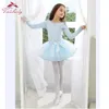 Blue Winter Langarmes Mädchen Ballett Lotard Tutu Kleid Spitze Tanzkleidung geschwollener Rock für Kinder 240325