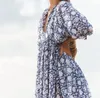 Casual Dresses Dress Retro Loose Fit Printed Mini Elegant Frock Spring Summer Middle Sleeve 1-pcs Floral Female Clothing Bohemian