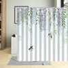 Shower Curtains Wisteria Flower Tree Waterproof Bathroom Decor Romantic Rose Floral Plant Curtain Polyester Fabric With Hooks