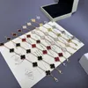 Fashion Trend S925 Silver Classic Clover Bracelet Exquisite Agate Pendant Female Lucky Carnelian Agate Bracelet Jewelry Gift