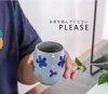 Чашки блюдцы керамические японские синие и белые фарфоровые чай с ручной росписью чаша ретро-одиночный мастер большой 180 мл