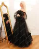 Casual Dresses Classic Black Tulle Maternity Gowns Puffy Long Sleeves Strapless Ruffles Extra Po Shoot Pregnancy Dress