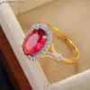 Cluster Rings Huitan Large Oval Rose Red Cubic Zirconia Womens Ring Luxury Womens Jewelry Party Best Mother Gift Brilliant CZ Ring240408