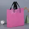 Gift Wrap 10pcs High Quality Solid Color PE Bags Plastic Shopping Clothing Package Party Supply 25x20cm 35x25cm Handle