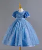 Vestidos de aniversário/festas de menina de jóia branca azul de rosa azul