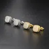 Hiphop Full Zircon Thread Earrings for Men and Men and Women Diamond Goldメッキ220125