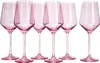 Set di bicchieri da vino colorato rosa da 14 once di bicchieri da 6 compleanno moglie fidanzata mamma blush gambo alto acqua 240408