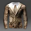 3D Print Skeleton Skulls Pattern T Shirts Men Long Sleeve Casual Fashion Tshirt Top Sweatshirt Breathable Streetwear Loose Tees 240402