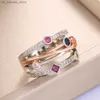 Cluster Rings Huiran Fashion Cross Female Finger Ring Smycken Vit/Yellow Blue/Rose Red Cz Shine Stone Evening Party Accessories Stylish Gift240408