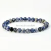 Natural Blue Dot Stone Armband för män och kvinnor handgjorda elastiska pärlbandsarmband vintage smycken
