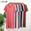 Large size night dress short sleeve modal cotton sleepwear nightgown women nightwear nightshirt gown loose long 240408