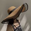 Large Brim Covering Face Hat Temperament European Root Yarn Fisherman Hat Womens Summer Thin Sunshade and Sunscreen Korean Straw