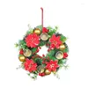 Candle Holders Christmas Candlestick Holder Red Berries Pinecone Wreath Decorative Rings