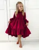 Autumn Winter Christmas Long Sleeve Red Dresses Baby Girls Princess Dress Birthday Eveing ​​Party Sweet Teenager Child kläder 240403