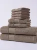 Towel Long Staple Cotton Thickened Bathroom 8 Pieces Set For Home El Spa 4 Square 2 Face Bath Brown