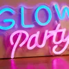 Chi-köp ledde Neon Glow Party USB Powered Neon Signs Night Light 3D Wall Art Game Room Bedroom Living Room Decor Lamp Signs 240407