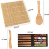 5PcsSet DIY Sushi Maker Bamboo Rolling Kit Rice Mold Chef kitchen Easy Making Tools Chopsticks Spoon Blade 240328