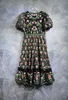 Sukienka designerska 24 nowe wiosna/lato vintage druk Flip Flip kołnierz z krótkim rękawem koronkowy sukienka w talii
