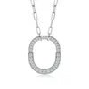 Designer helt nytt pappersklipp Mosang Stenhalsband S925 Pure Silver Plated 18k Gold TIFFAYS Samma Style Lock Chain Pendant