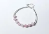Bangle 6.5mm 100% Real. 925 Sterling Silver Fine Jewelry natural Pink Rose Quartz Stone Bangle Cuff Bracelet CS1896