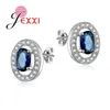Stift Ohrringe Mode Oval Design mit farbenfrohen glänzenden CZ Crystal 925 Sterling Silber für Frauen Großhandel